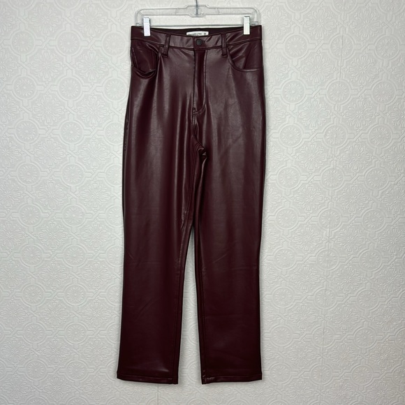 Abercrombie & Fitch Pants - Abercrombie & Fitch Curve Love Vegan Leather 90s Straight Pants Brown Red 29 8